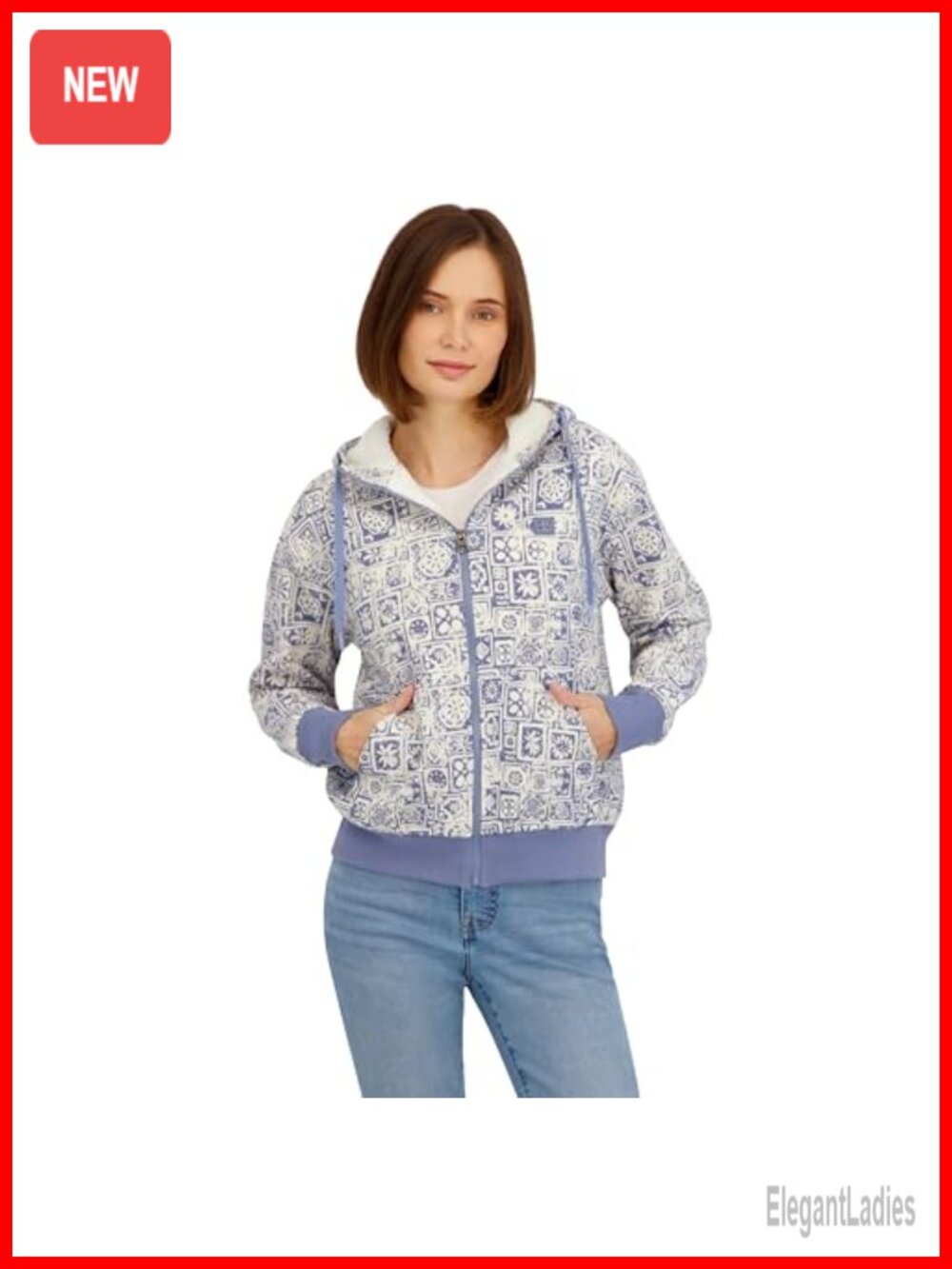 Oversized Sherpa Lined Full Zip Hoodie Fleece Jacket